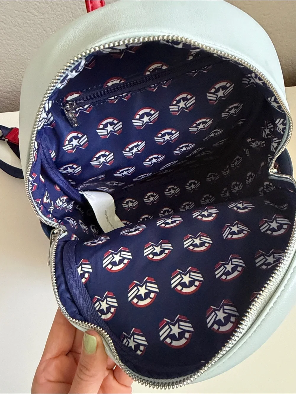 Loungefly Kids Red, White & Blue Falcon and Winter Soldier Shield Mini Backpack
